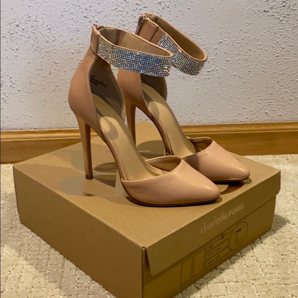 Nude Heels with Diamond Strap